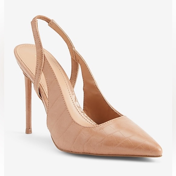 Croc-Embossed Cutout Slingback Pumps NWT (Pecan) 9 - Picture 2 of 4